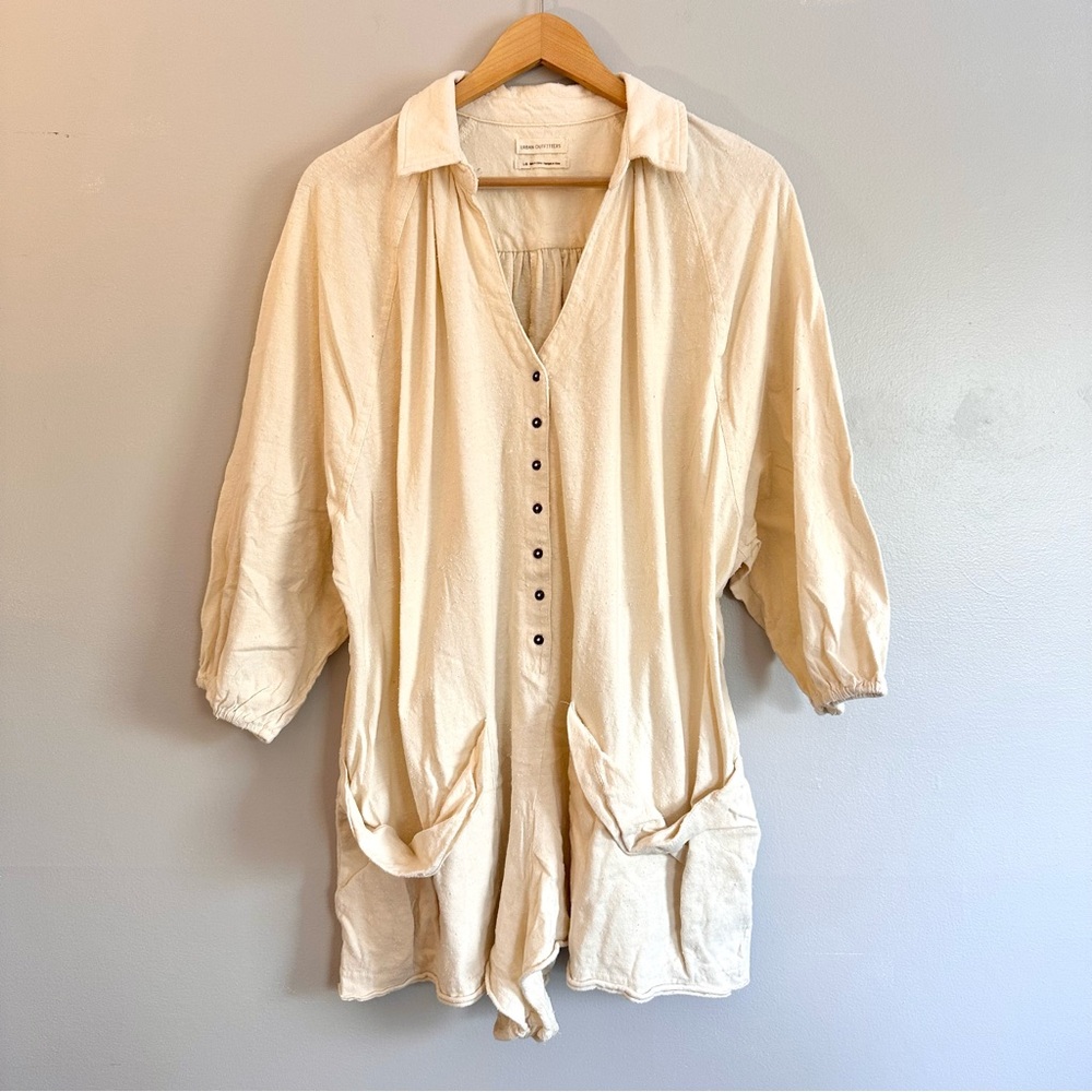 Urban Outfitters Cream Textured Romper